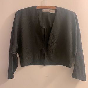 Silk Black Damask Open Bolero Jacket Liz Claiborne Women’s Size 4